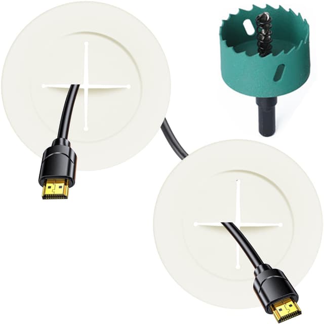 TV Wire Hider Kit for Wall Mount TV, in Wall Cable Management Kit, Includes 2 Pass Throughs and Hole Saw Drill Attachment for Easy Install（Off-White）
