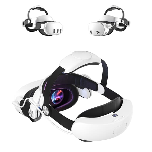 Head Strap for Oculus Meta Quest 3/3S with Battery, Adjustable VR Accessories with One-Click Fit, Rear Cushion Dial, 2–4H Playtime, VR Head Strap Reduce Facial Stress for Gaming Comfort