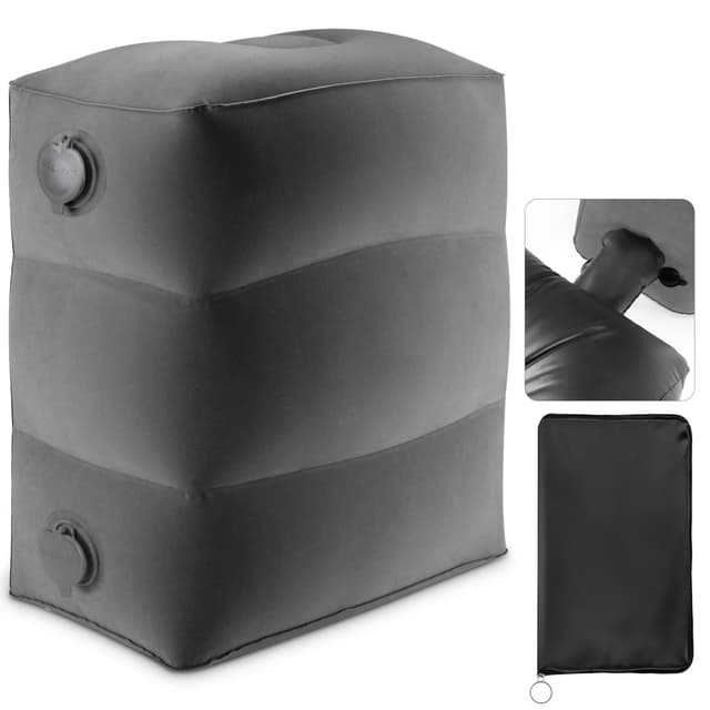 Maliton Inflatable Foot Rest Pillow for Travel,Kids Airplane Bed,Adjustable 3 Layers Height Leg Pillow of Air Travel Essentials,Car, Office, Home - Fast Inflation (Dark Grey)