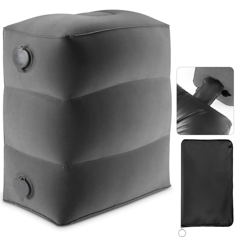 Maliton Inflatable Foot Rest Pillow for Travel,Kids Airplane Bed,Adjustable 3 Layers Height Leg Pillow of Air Travel Essentials,Car, Office, Home - Fast Inflation (Dark Grey)