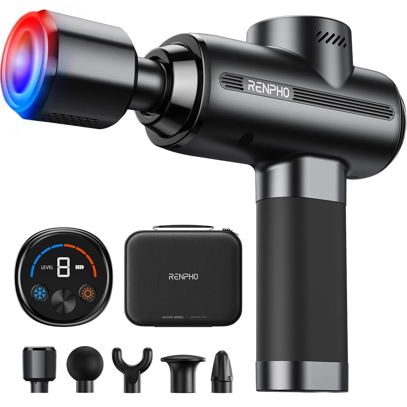 RENPHO Active Thermacool 2 Massage Gun with Heat and Cold, [2026 Upgraded] Percussion Deep Tissue Handheld Neck Massager, FSA Approved, Muscle Masajeador for Men Women Athletes HSA