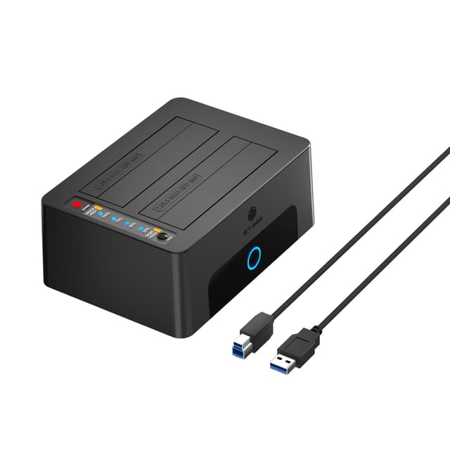 ICY BOX Hard Drive Docking Station Dual Bay USB 3.0 to SATA with Duplicator/Offline Clone Function External Hard Drive Dock for 2.5''/3.5'' HDD SSD Max Up to 60TB (30TB*2) Support UASP Plug&Play