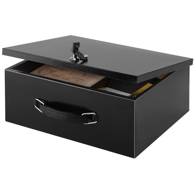 xydled Fire Resistant Safe Fire Safe Box with Key Lock for Home Office Security Storage for Valuables Documents,13.2"x 11"x 5.1" Inch,Black