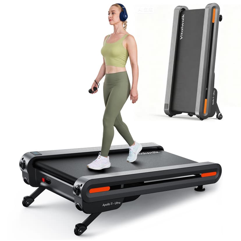 Walking Pad Treadmill with Incline, Full Deck, Auto Incline 12%-20%, 400/350lbs Capacity, Vitalwalk Compact Under Desk Treadmills for Home Office, 3.0HP Brushless, Vertical Store, Apollo 11 Ultra