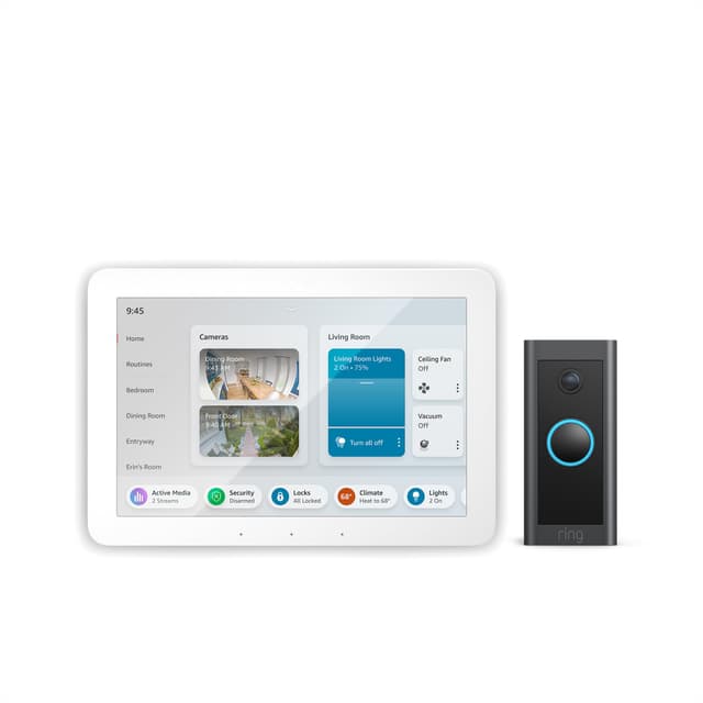 Amazon Echo Hub bundle with Ring Video Doorbell Wired, Designed for Alexa+