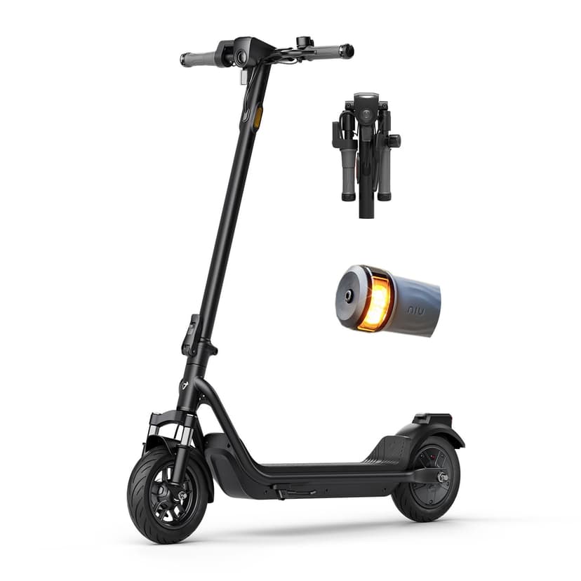 NIU Electric Scooter Adults - 100F E Scooter w/Suspension, Add. Foldable Handlebar and Turn Signals, 600W Peak Power, 18 Miles Max Range, 17.4 MPH, Lightweight Escooter for Commute