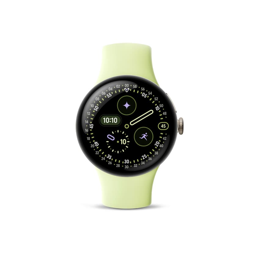 Google Pixel Watch 4 (41mm) - Android Smartwatch with Heart Rate and Sleep Tracking - 30-Hour Battery - Fitness Tracking - Google AI - Champagne Gold Aluminum Case - Lemongrass Active Band - Wi-Fi