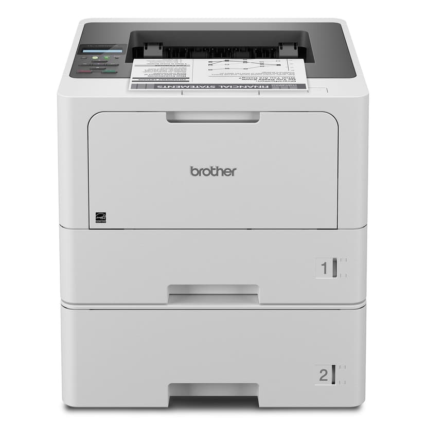 Brother HL-L5210DWT Business Monochrome Laser Printer with Dual Trays, Wireless and Gigabit Ethernet Networking, Duplex Printing, Large Paper Capacity, and Mobile Printing, White