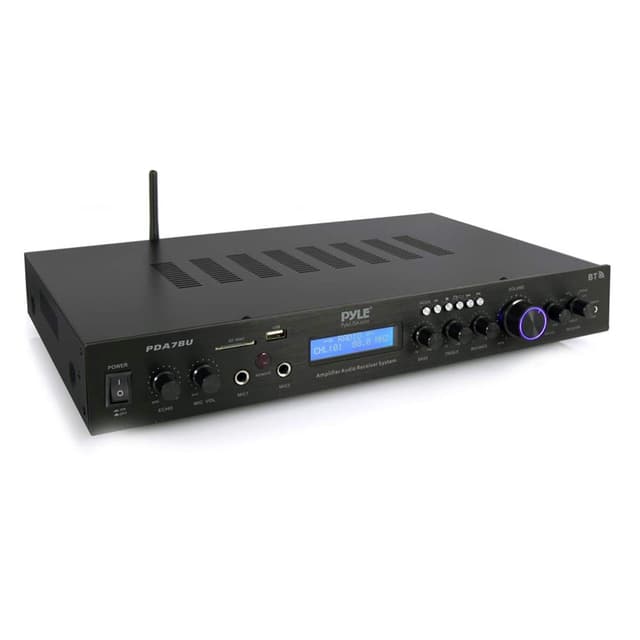 Pyle Bluetooth Home Theater Amplifier - 200 Watts into 5 Channels with Subwoofer Out, Wireless Streaming, USB/SD with MP3 player, RCA Input, FM Radio, LCD Display - PDA7BU