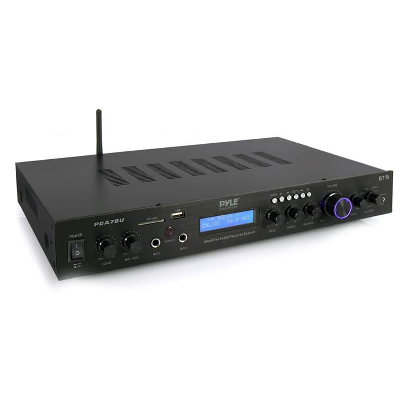 Pyle Bluetooth Home Theater Amplifier - 200 Watts into 5 Channels with Subwoofer Out, Wireless Streaming, USB/SD with MP3 player, RCA Input, FM Radio, LCD Display - PDA7BU