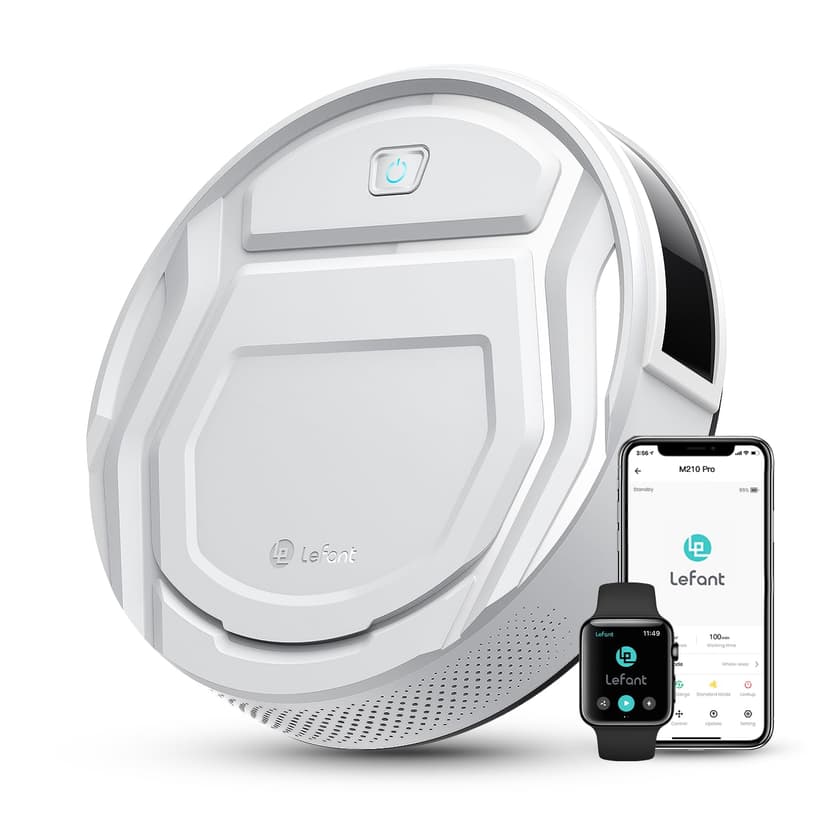 Lefant M210 Pro Robot Vacuum with 2200 Pa Powerful Suction, 6 Cleaning Modes, 120 Mins Runtime, Quiet, Self-Charging, Voice Control, Ideal for Pet Hair and Hard Floor, White