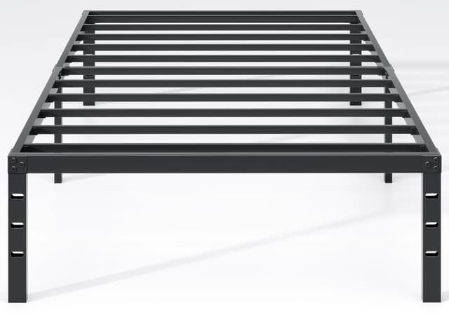 NEW JETO Metal Bed Frame,Twin Size Bed Frame with Storage Space,Heavy Duty Sturdy Mattress Foundation,Easy Assembly,No Box Spring Needed, Black,14 Inch,Twin