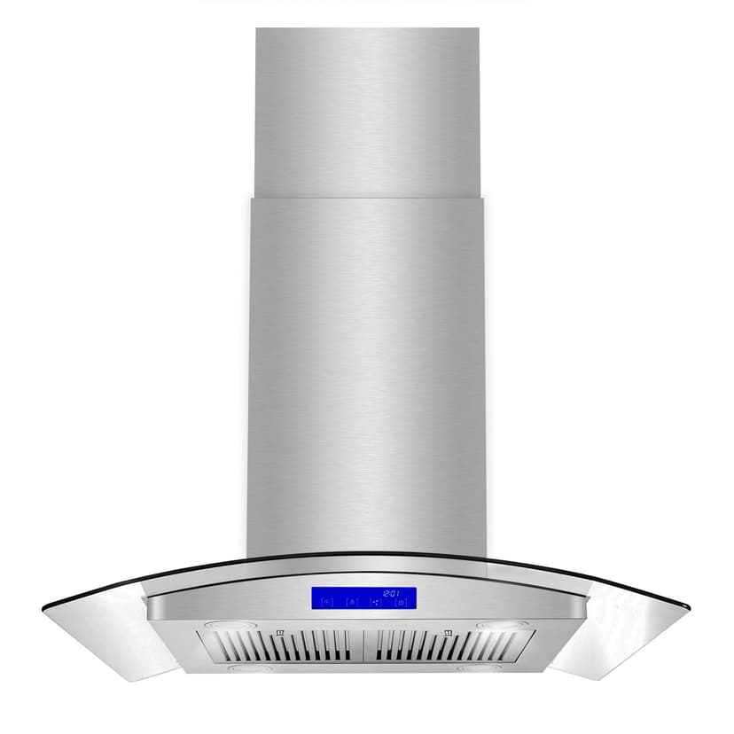 COSMO COS-668ICS750 30 in. Lumin Collection 380 CFM Ducted Island Range Hood, Soft Touch Controls, LED Lights, Stainless Steel