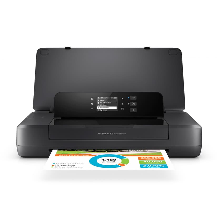 HP OfficeJet 200 Wireless Mobile Printer - Black, Battery Included (CZ993A)