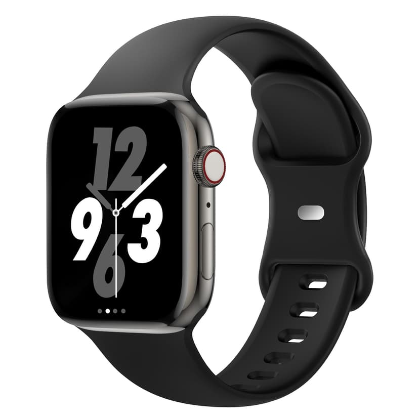 Sport Band Compatible with Apple Watch 38mm 40mm 41mm 42mm 44mm 45mm 46mm 49mm, Replacement Soft Silicone Strap Wristbands for iWatch Series 10/9/8/7/6/5/4/3/2/1 Ultra SE Women Men, Black