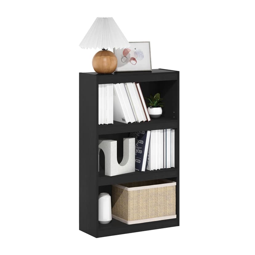 Furinno Jaya Enhanced Home Bookcase 3-Tier Adjustable Bookshelf, Blackwood