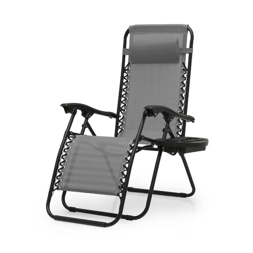 OS MOTOR Zero Gravity Chairs, Portable Folding Reclining Lounge Chairs with Adjustable Pillow and Cup Holder Trays for Outdoor, Patio, Beach, Camping, Garden, Poolside, Gray