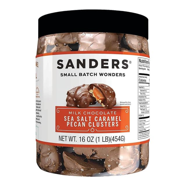 Sanders Milk Chocolate Sea Salt Caramel Pecan Clusters - 16 oz Tub