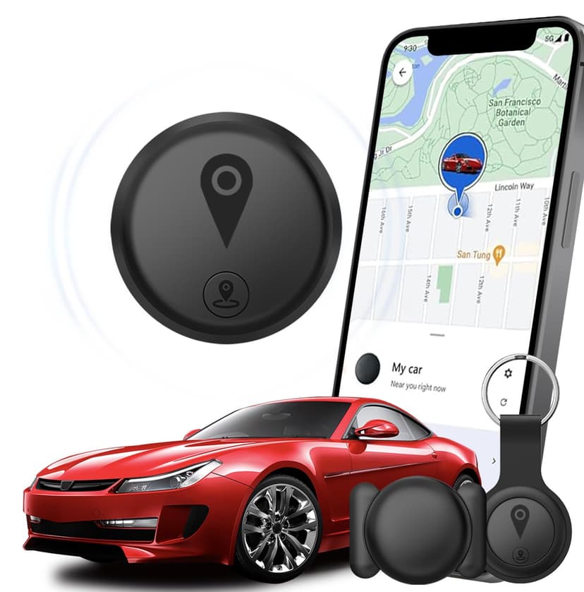 Mini GPS Tracker for Vehicles,Tracking Devices for Cars Hidden Portable GPS Tracker for Cars Splashproof Available for iOS Find My (iOS Only), No Monthly Fee Subscription No SIM Card Required - Black