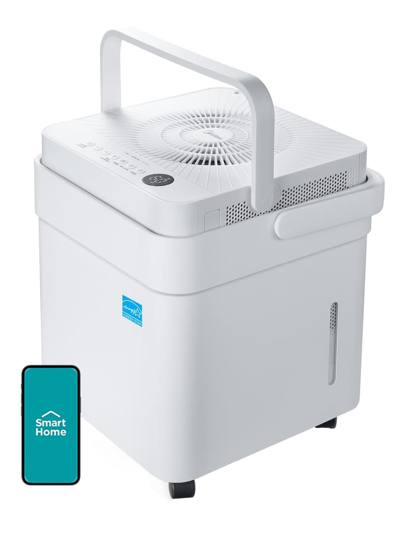 Midea Cube 20 Pint Dehumidifier for Basement, Up to 1,500 Sq. Ft. dehumidifier with drain hose, ENERGY STAR Certificated, Smart Control, Compatible with Alexa, White