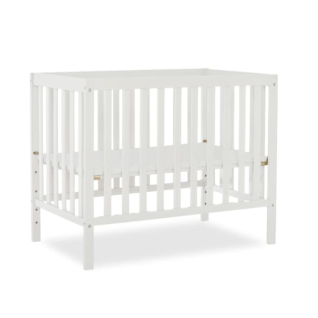 Dream On Me Edgewood 4-in-1 Convertible Mini Baby Crib in White GreenGuard Gold & JPMA, Non-Toxic, Compact 40×25×33″ Design, Converts to Mini Daybed & Twin Bed (Rails to Buy) 1″ Mattress Pad