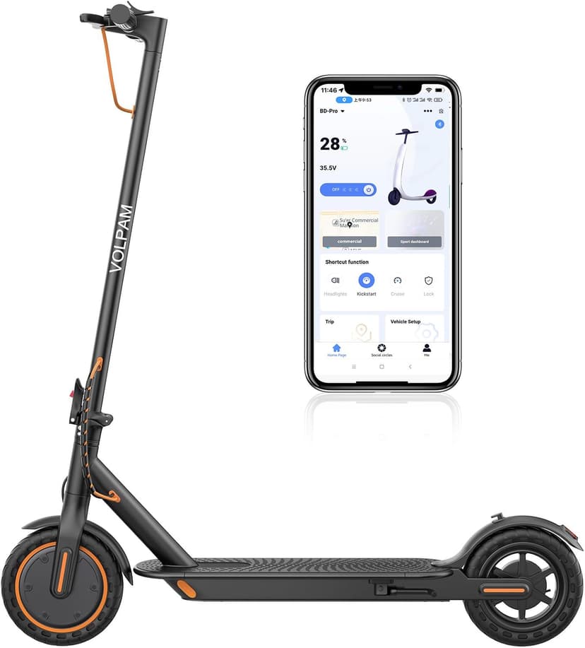 Electric Scooter for Adults, Max Speed 19 MPH, Up to 15 Miles Range, 350W Motor Adult E-Scooter, 8.5" Solid Tire, Foldable Scooter with Dual Braking, Smart APP, Light Control for Campus, Commuter