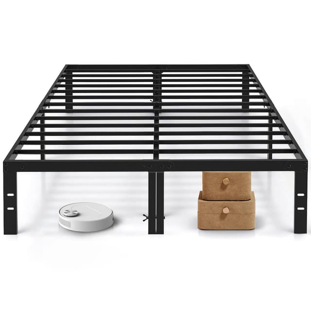 Full Size Bed Frame, 14 Inch Metal Platform Bed Frames with Heavy Duty Steel Slat Support, No Box Spring Needed, Easy Assembly, Under Bed Storage