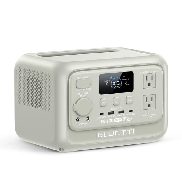 BLUETTI Elite 30 V2 Portable Power Station, 288Wh LiFePO4 Battery Backup 600W, AC Outlet (Power Lifting 1500W), UPS, Fast Charge Solar Generator for Camping, Road Trip, Emergency