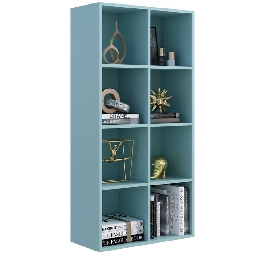 OSCHF 8-Cube Storage Shelf Bookcase - Wooden 4-Tier Floor Standing Open Bookshelf, Modern TV Stand up to 55 Inchs for Home and Office, Light Blue