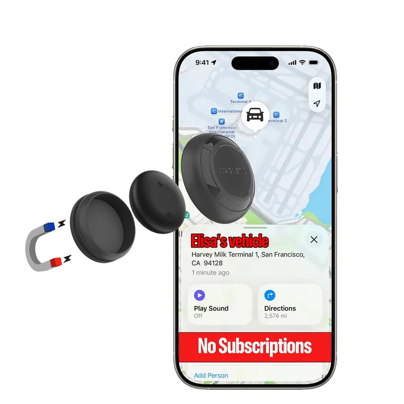 Magnetic Hidden GPS Tracker for Vehicles – Long Battery Life, No Subscription, Car Tracker Device Hidden (iOS Tracker)
