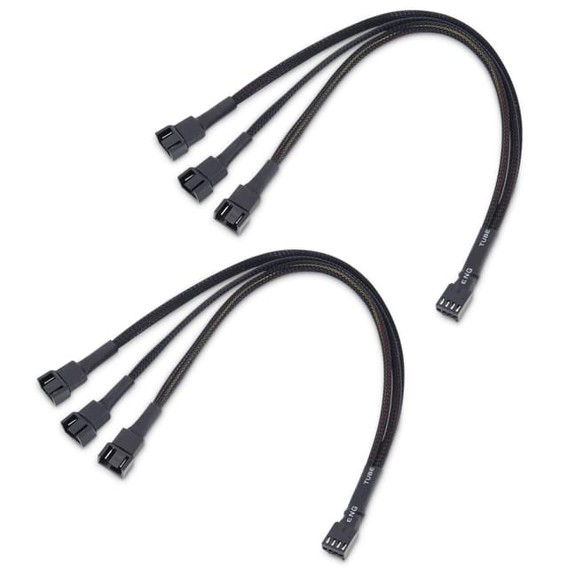 Cable Matters 2-Pack 3 Way 4 Pin PWM Fan Splitter Cable - 12 Inches / 30cm, 1x PWM-Controlled with 2 Follower, PC Fan Splitter 1 to 3 Converter