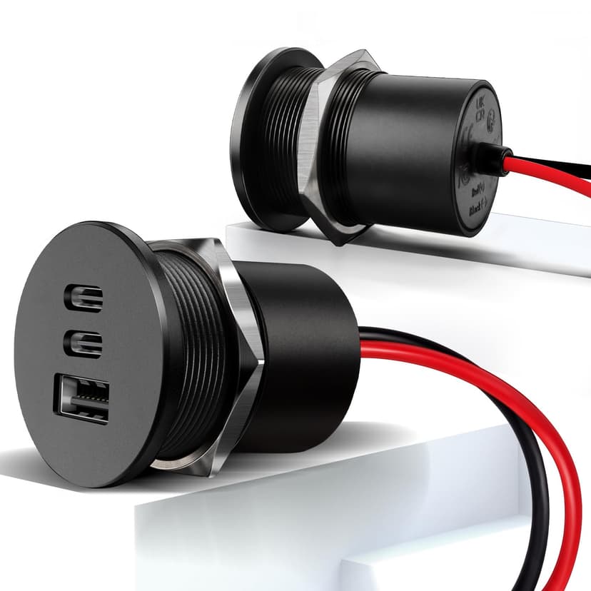 Acegoo 78W 12V USB Outlet, Dual 30W PD3.0 Type-C & 18W QC3.0 Aluminum Car Charger Socket, Multi Port Fast Charging Replacement Socket Accessories for RV Camper Trailer Truck Boat (2 Pcs)