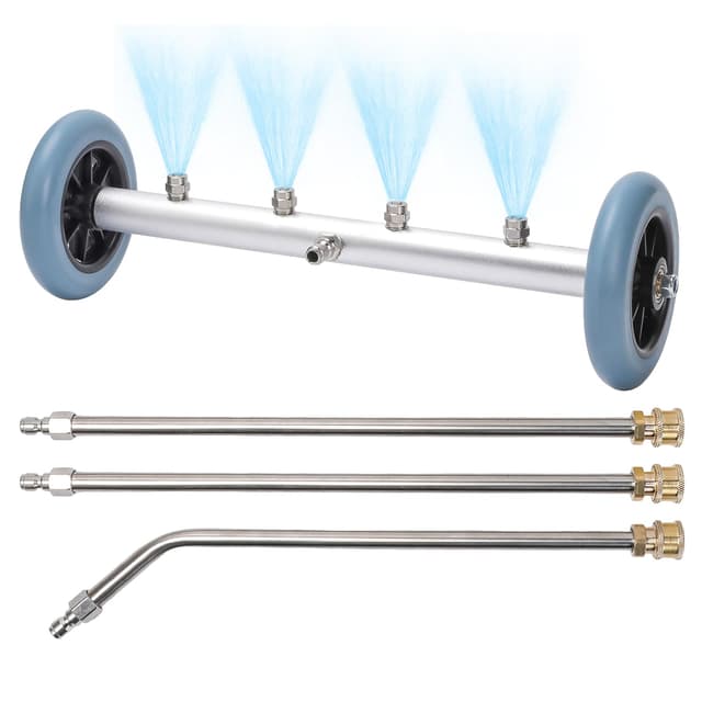 16 Inch Undercarriage Pressure Washer Attachment, Pressure Washer Undercarriage Cleaner, Under Car Washer Attachment with 3 Extension Wand, 4000 PSI