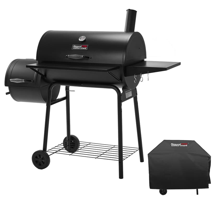 Royal Gourmet CC1830SC Charcoal Grill Offset Smoker with Cover, 811 Square Inches, Black, Outdoor Camping