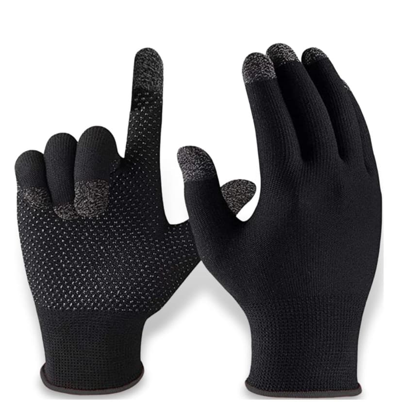 QPOIBSD Mobile Game Gloves, Ultra-Thin Mobile Gaming Gloves，Anti-Sweat Mobile Finger Sleeve Breathable for High-Ranking Players Mobile Game Streamer (Black Gold)