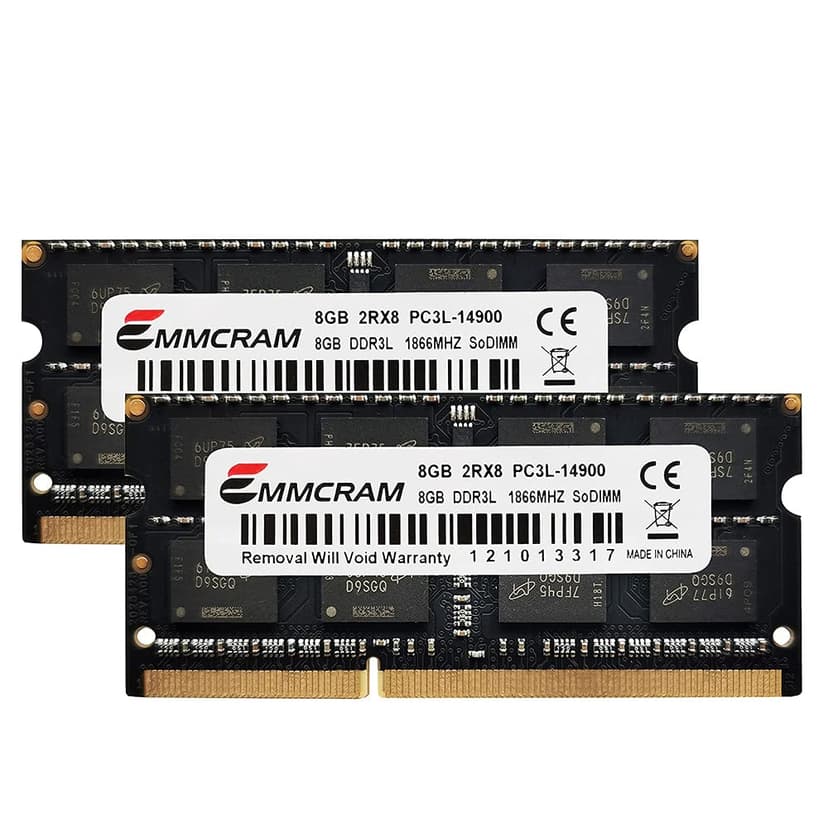 EMMCRAM 16GB(8GBx2) PC3L-14900S DDR3L Laptop RAM DDR3 1866MHz 1867mhz SODIMM 1.35V Non-ECC Unbuffered 204Pin Notebook Memory