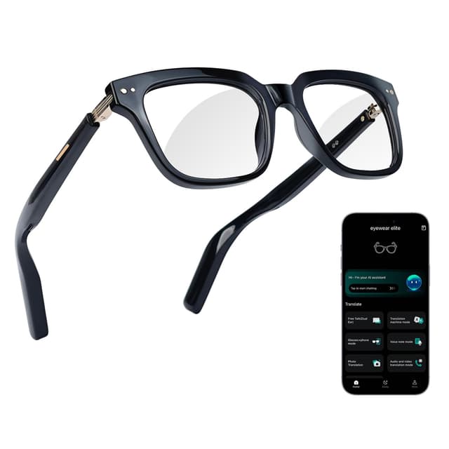 OICIIDO AI Smart Glasses for Men and Women – Powered by ChatGPT, Bluetooth Translation Glasses with 164 Languages, Photochromic Lens, Music Playback/Hands-Free Calling, UV/Blue Light Protection Black