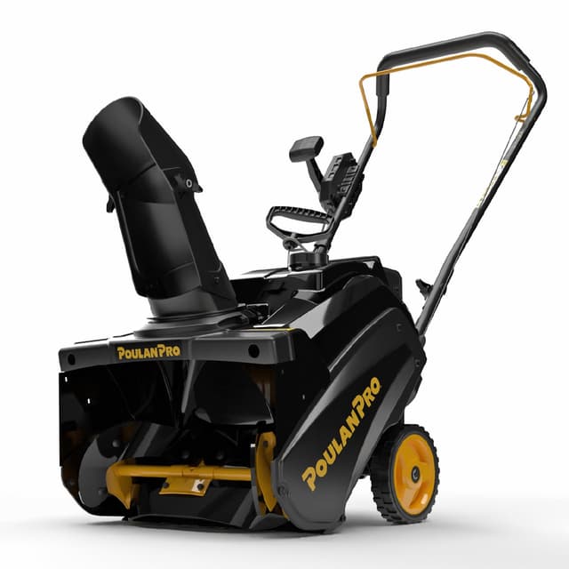 Poulan Pro Snow Blower Gas Powered, Single Stage 18 Inch Gas Snow Thrower with Electric Start, 190° Remote Chute Control, Steel-Reinforced Rubber Auger, Compact, Lightweight Design