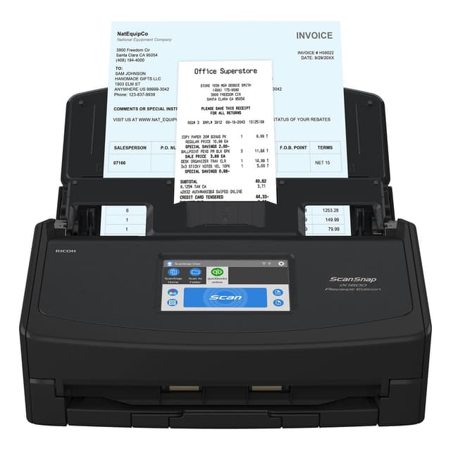 ScanSnap iX1600 Receipt Edition Color Duplex Invoice Document Scanner for Mac and PC Works with QuickBooks Online, Black