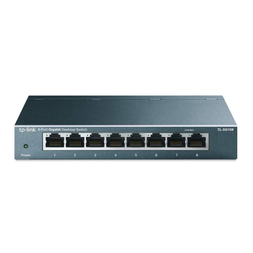 TP-Link 8 Port Gigabit Ethernet Network Switch - Ethernet Splitter | Plug & Play | Fanless | Sturdy Metal w/ Shielded Ports | Traffic Optimization | Unmanaged | Lifetime Protection (TL-SG108)