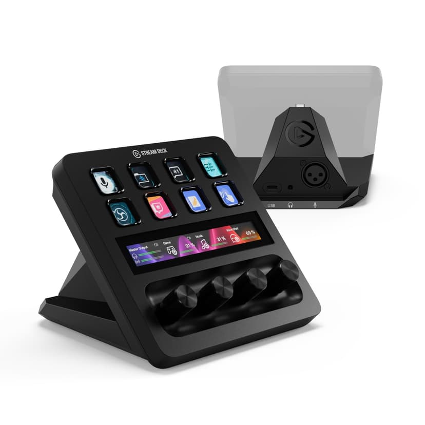 Elgato Stream Deck + XLR - Audio Mixer & Controller, Rear XLR-to-USB Mic Interface, Compatible with any Mic for Podcasting, Streaming, Content Creators, dials and LCD keys, PC/Mac