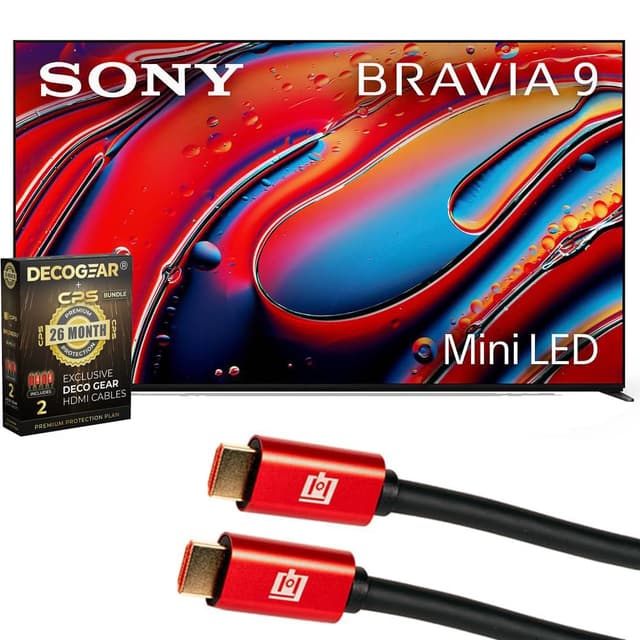 Sony BRAVIA 9 K85XR90 85 inch 4K HDR Smart QLED Mini-LED TV (2024) | Official USA Partner | with Deco Gear 4K HDMI 2.0 Cable x2 & CPS Exclusive 26 Month Protection Bundle (BEACH-CPS-265000)