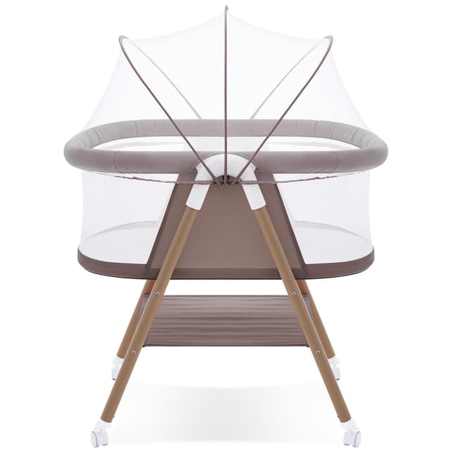 GYARING Baby bassinets,3 in1 Baby Crib, Sturdy, Portable & Easy to Assemble,Mosquito net and Portable Bag Included. (Khaki)