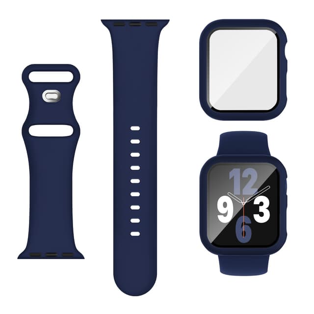 Adorique 3-in-1 Compatible for Apple Watch Band 40mm 41mm with Bling Cover, Silicone Sport Band and Protective Cover for iWatch Series SE 9 8 7 6 5 4 3