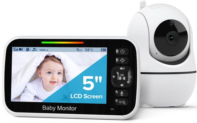 GoodBaby Baby Monitor with Camera and Audio - No WiFi, Remote Pan-Tilt-Zoom, Night Vision, Temperature Sensor, 2-Way Talk, 8 Lullabies, 30-Hour Battery Life，960ft Long Range