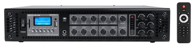 Rockville RCS180-6 180W 6-Zone 70v Commercial Amplifier, Bluetooth, USB/SD/RCA, Mic, Optical Inputs, FM, for Restaurants/Offices