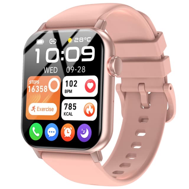 Smart Watches for Men Women, 1.83" HD Touchscreen with Bluetooth Calling, IP68 Waterproof Fitness Tracker, 120+ Sport Modes, 24/7 Heart Rate & Sleep Monitor, Compatible with iPhone Android (Pink)