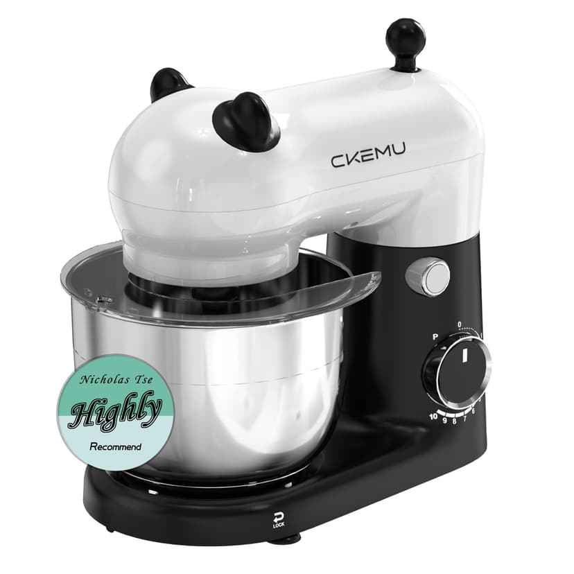 CKEMU Stand Mixer, Compact & Space-Saving, Stainless Steel Bowl, Unique & Playful Design, Effcient Motor, Dishwasher-Safe Attachments, SM-2549A (Panda)