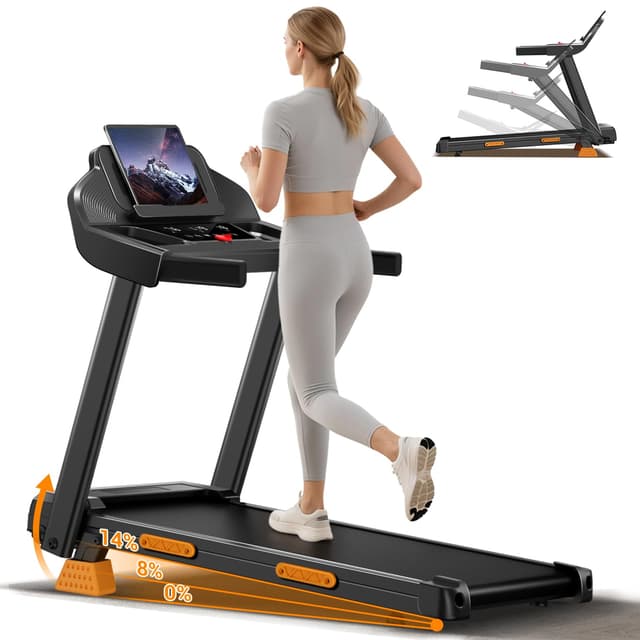LONTEK 3-in-1 Foldable Treadmill with 14% Incline, Portable Treadmills for Home and Office, Folding Treadmill with Handles, 3.0HP Quiet Walking Pad with Three Screen Display, 400Lbs Capacity