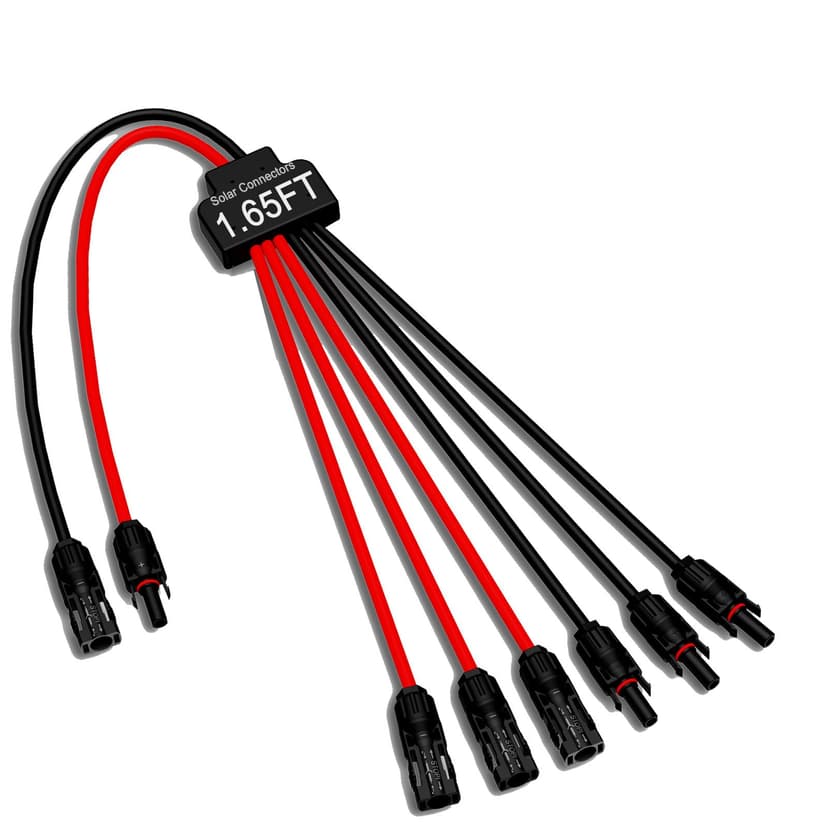 JXMXRPV Solar Connectors for 3 Solar Panels, Tool-Free Solar Panel Wires and Connectors, Waterproof Solar Cable Splitter, 2 to 6 Y Branch Parallel Adapter for Solar Extension Cable